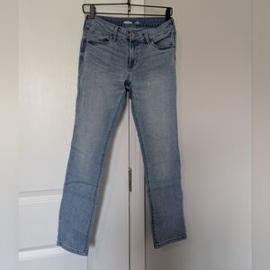 Old Navy Power Slim Straight Petite Light Blue Women's Jeans